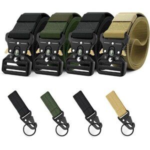 Tactical Belts for Men 4Pack,Compass Military Web Belt, Heavy-Duty Quick-Release